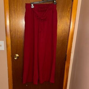 Red High-Waisted Wide-Leg Pants